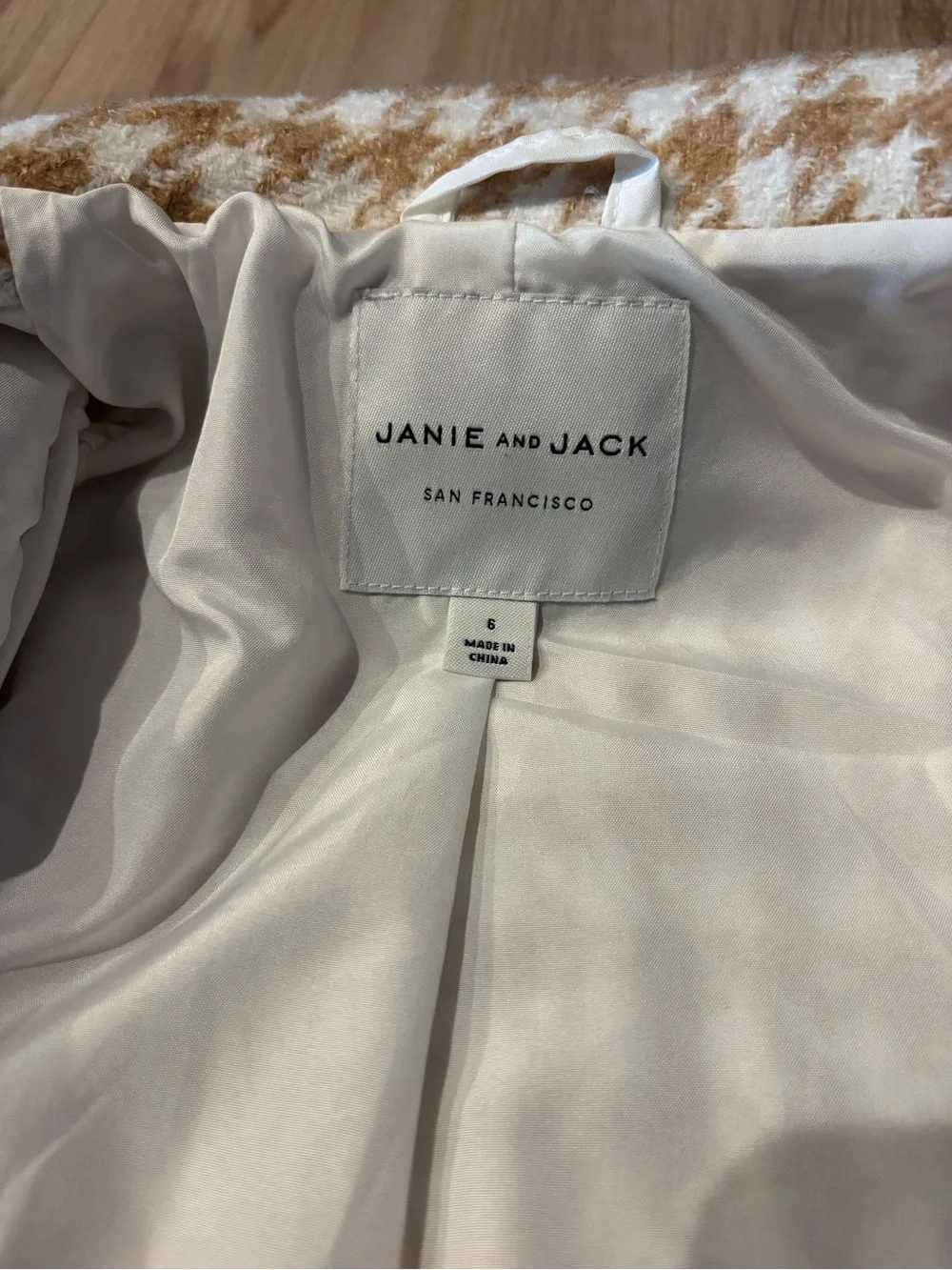 Janie and Jack Cream and Tan Houndstooth Tweed Set
